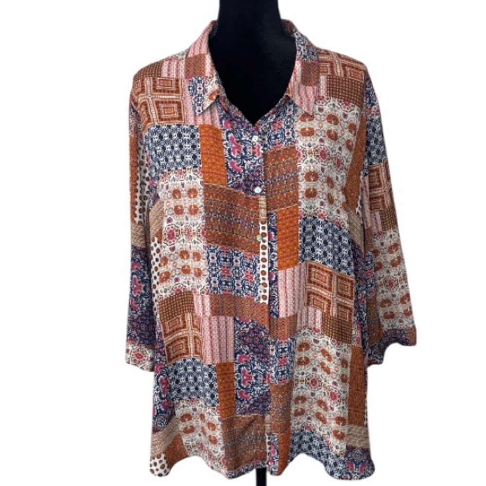 Rose & Olive - Flowy Patchwork Print Colorful But… - image 2